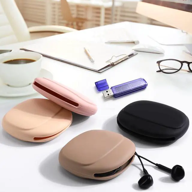 Alt view image 7 of 7 - 4 PCS Headphone Organizer and Silicone Cable Ties, Silicone Pouch for Storing Earbuds/USB Flash Drive/Keys/Mini Lipstick Cord Winder Holder Keeper Manager Management for Home or Workplace