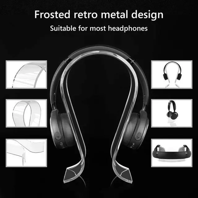 Alt view image 2 of 6 - Clear Omega Headphone Stand for On-Ear Headphone, Gaming Headset Stand, Desk Display Hanger, Compatible with Bose, Marshall, Jabra, JBL, ATH, Sony, AKG, Sennheiser Headset (Clear)