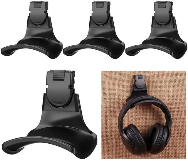 Main image of 4 Set Fabric Wall Headphones Hook for Cubicle Organization Headset Stand for Desk Office Accessories Cubicle Decorations (Black)
