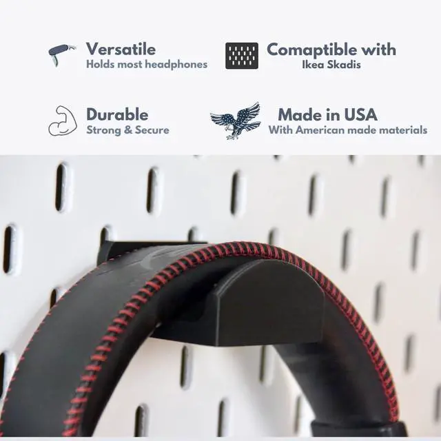 Alt view image 2 of 7 - Headphone Holder Compatible with IKEA SKADIS Pegboard, Headset Hanger Hook Mount for Desk Setup