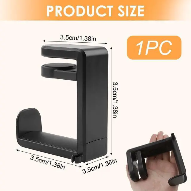 Alt view image 4 of 7 - Rotating Headphone Stand, No-Drill 360° Rotating PC Gaming Headset & Controller Holder, Under Desk Hanger with 360 Degree Swivel & Cable Clip Organizer
