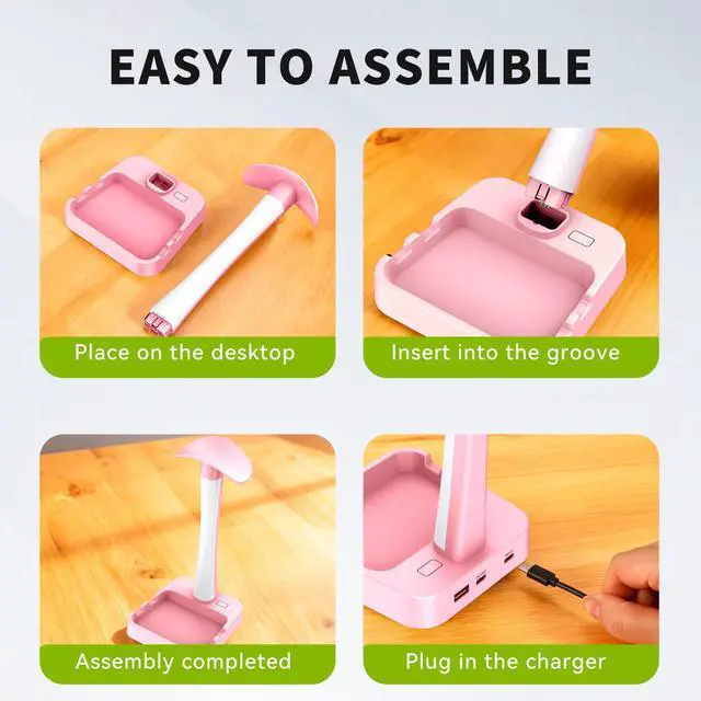 Alt view image 7 of 7 - Headphone Stand with Charger,Gaming Headset stand with RGB Light Mode,For Airpod Max Stand,Desk Lamp,Phone Holder,Tablet Holder,desktop organizer,Gifts for Gamers & Music Lover (Pink)