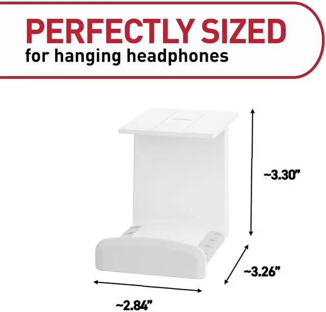 Alt view image 2 of 7 - Headphone Hanger, 1 Holder and 4 Strips, Holds a 2.7" Wide Band, White, Great for Damage-Free Electronics Organization for Wired or Wireless Headphones