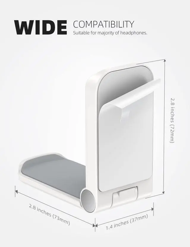 Alt view image 5 of 7 - Headphone Stand, Sticky Headset Hanger - Adhesive Headphone Holder Hook Mount, Headset Stand Holder Clip Under Desk, Earphone Clamp for Airpods Max, HyperX, Sennheiser, White