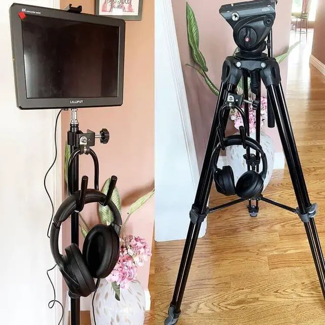 Alt view image 5 of 5 - Universal Hanger Stand, Black Metal with Rubber Pads, Fits 0.4" to 1.5" Tubing, Suitable for Headphones, Tambourines, Cords, etc.