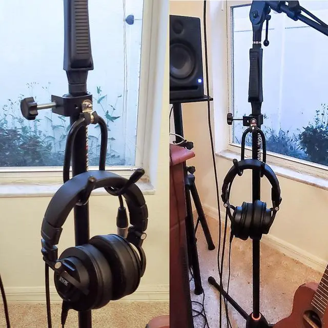 Alt view image 4 of 5 - Universal Hanger Stand, Black Metal with Rubber Pads, Fits 0.4" to 1.5" Tubing, Suitable for Headphones, Tambourines, Cords, etc.