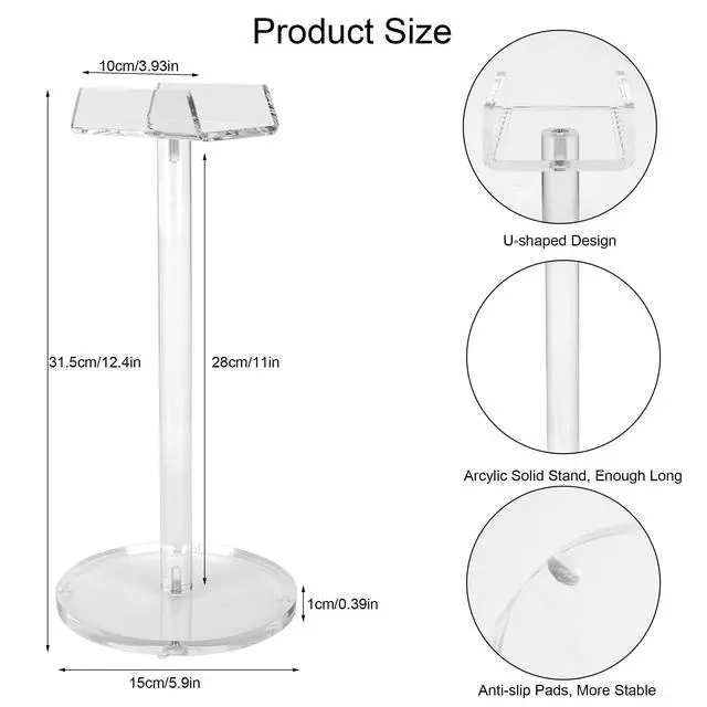 Alt view image 2 of 7 - Acrylic Desktop Headphone Holder, Countertop Accessories Stand,Universal for All Music Gaming Headsets 1 Pack(DP015)