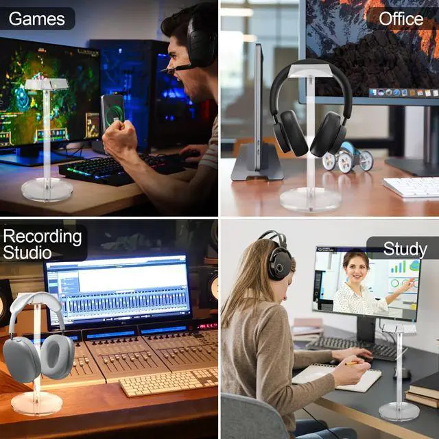 Alt view image 4 of 7 - Acrylic Desktop Headphone Holder, Countertop Accessories Stand,Universal for All Music Gaming Headsets 1 Pack(DP015)