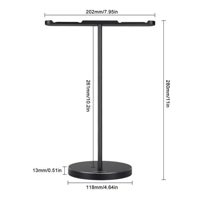 Alt view image 6 of 7 - Double Headphones Stand, Aluminum Alloy Desk 3 Headsets Holder Supporting Desktop Earphone Hanger Mount Storage Rack with Heavy Base for Home and Office Display Spacegrey