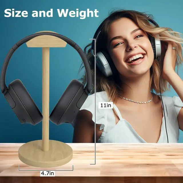 Alt view image 3 of 7 - Headphone for Desk Hanger Holder Organizer Keeper Racks Storage Mount Gaming Headset Stand Premium Functional Craftmanship Headset Stand (Wood Tone)
