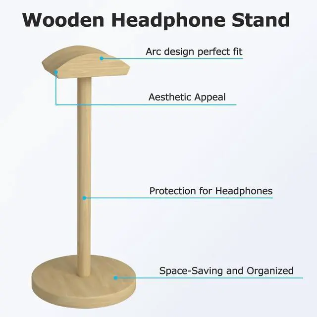 Alt view image 2 of 7 - Headphone for Desk Hanger Holder Organizer Keeper Racks Storage Mount Gaming Headset Stand Premium Functional Craftmanship Headset Stand (Wood Tone)