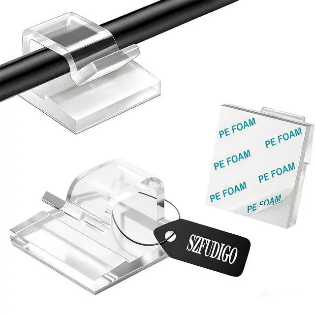 Main image of Cable Clips50PCS Electrical Cord Management Adhesive Cable Wire Clip Wire Clips wall Offices, and Homes Cable Clips Cord Organizer (Transparent)