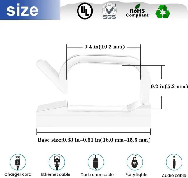 Alt view image 2 of 7 - Cable Clips50PCS Electrical Cord Management Adhesive Cable Wire Clip Wire Clips wall Offices, and Homes Cable Clips Cord Organizer (Transparent)