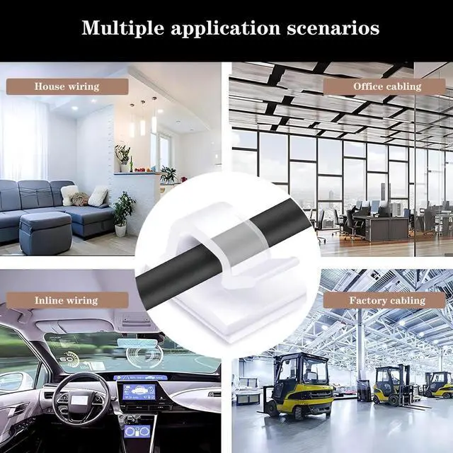 Alt view image 6 of 7 - Cable Clips50PCS Electrical Cord Management Adhesive Cable Wire Clip Wire Clips wall Offices, and Homes Cable Clips Cord Organizer (Transparent)