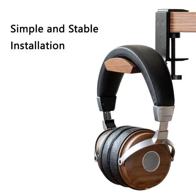 Alt view image 6 of 6 - Headphone Holder with 6cm Wide Walnut Headrest,Adjustable Clamp-on Headset Stand Desk Headset Holder for Over Ear and Gaming