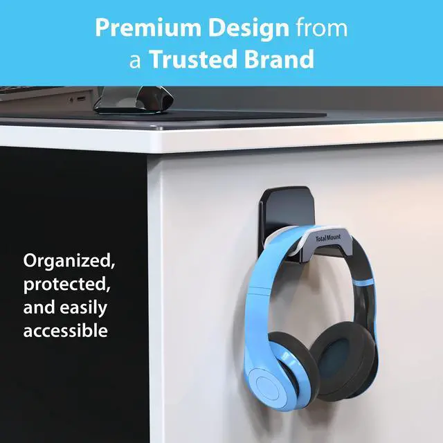 Alt view image 5 of 6 - Gaming Headset Hanger Includes Removable Adhesive Strips for Easy, Damage-Free Wall, Desk, or PC Mounting (Black Headphone Hook with Premium Silicone Cradle One Pack)