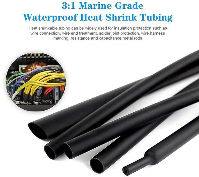 Alt view image 6 of 6 - 12 Ft 3/4" (Diameter) Dual Wall Black Heat Shrink Tubing 3:1, Each 1 Ft Long, 12 PCS No Wrinkle Electrical Shrink Tube for Wires,Marine Grade Shrink Tube with Adhesive Lined Waterproof