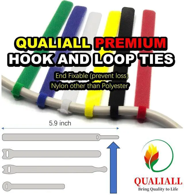 Alt view image 3 of 7 - 150-PACK Premium Reusable Cable Ties, Strong Adhesion Nylon Cord Ties for PC and Wire Management, Durable. 5.9"