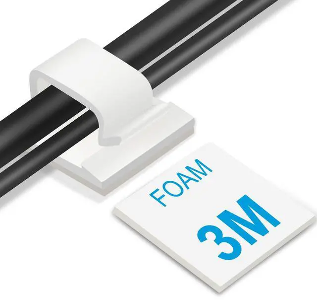 Main image of Adhesive Cable Clips White (Large, 45 PCS), Upgraded Wire Clips for Electric Wires, Cord Holders Management Under Desk, Car, Extension Cord, Ethernet Cable, LED Lights