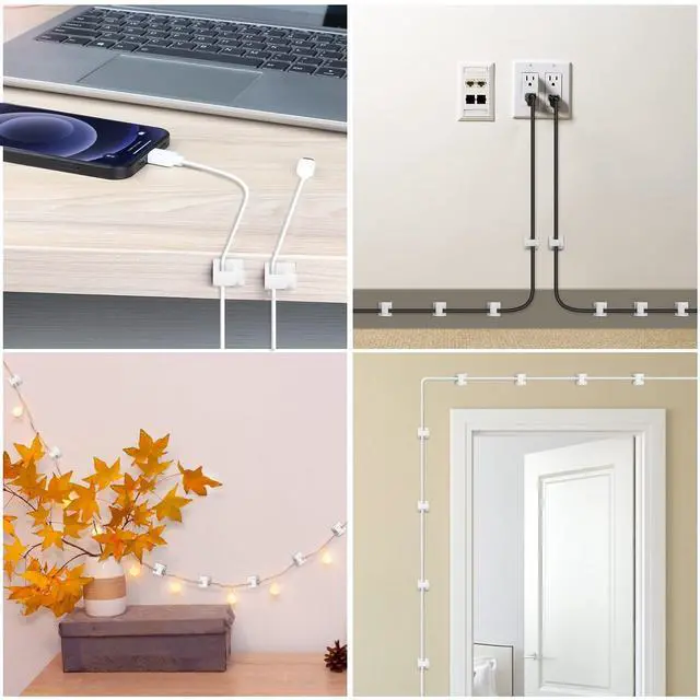 Alt view image 6 of 6 - Adhesive Cable Clips White (Large, 45 PCS), Upgraded Wire Clips for Electric Wires, Cord Holders Management Under Desk, Car, Extension Cord, Ethernet Cable, LED Lights