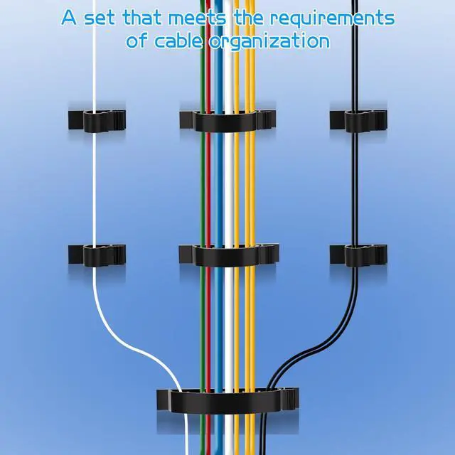 Alt view image 6 of 7 - 30pcs Adhesive Cable Wire Clips Kit Black, Outdoor Cable Management Wire Organizer Cord Holder for Under Desk, Car, Wall, TV PC Ethernet Cable
