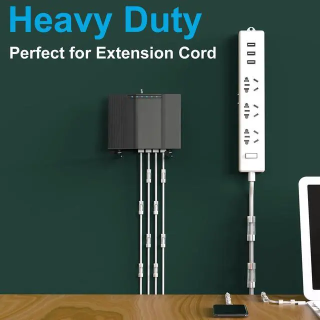 Alt view image 2 of 6 - Wire Clips Black (Large, 26PCS), Heavy Duty Extension Cord Clips for Wall, Adhesive Cable Clips Wire Holders for Electric Wires, Powre Cable, PC, Ethernet, TV-Coax, LED Light Clips