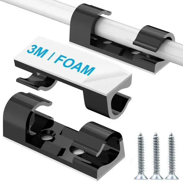 Main image of Wire Clips Black (Large, 26PCS), Heavy Duty Extension Cord Clips for Wall, Adhesive Cable Clips Wire Holders for Electric Wires, Powre Cable, PC, Ethernet, TV-Coax, LED Light Clips