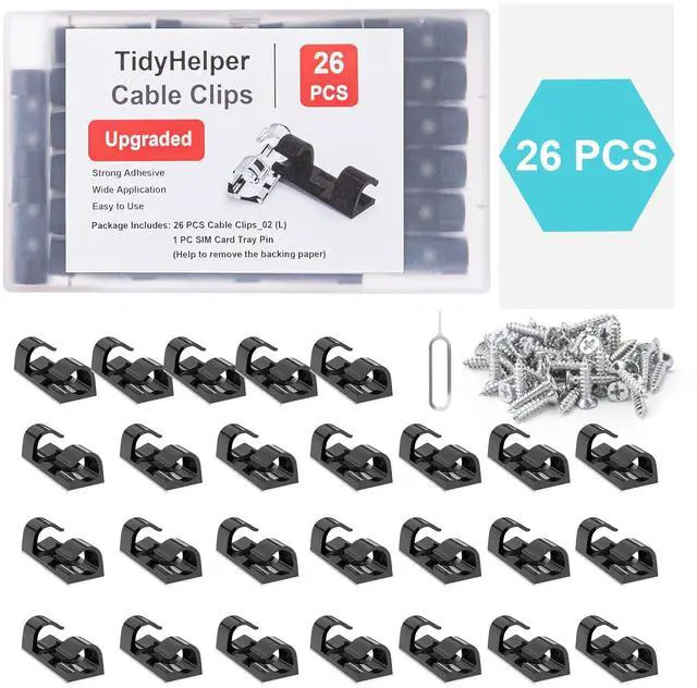 Alt view image 6 of 6 - Wire Clips Black (Large, 26PCS), Heavy Duty Extension Cord Clips for Wall, Adhesive Cable Clips Wire Holders for Electric Wires, Powre Cable, PC, Ethernet, TV-Coax, LED Light Clips