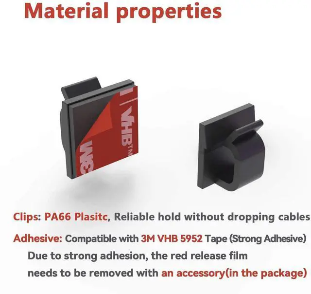 Alt view image 3 of 3 - Cable Clips 60pcs with Strong Adhesive Tapes,Wire Holder Organizer Cord Management for Car, Office and Home (Black- CC05(60PCS))
