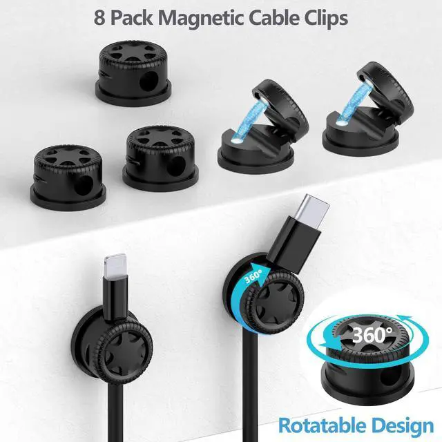 Alt view image 2 of 7 - 328Pcs Cable Management Kit, 8 Magnetic Cable Holder,69Adhesive Cable Clips,4 Cable Sleeve Split,22Reusable Cable Strap,200 Nylon Cable Zip Ties with 25 Mounts TV Office (Black)