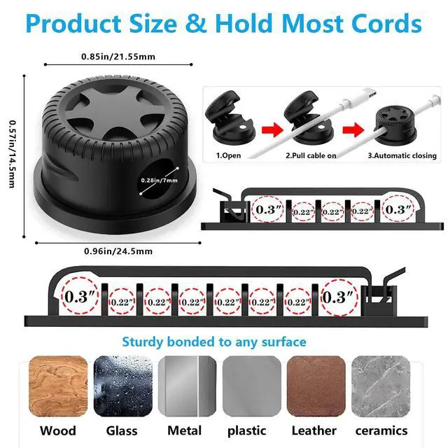 Alt view image 4 of 7 - 328Pcs Cable Management Kit, 8 Magnetic Cable Holder,69Adhesive Cable Clips,4 Cable Sleeve Split,22Reusable Cable Strap,200 Nylon Cable Zip Ties with 25 Mounts TV Office (Black)