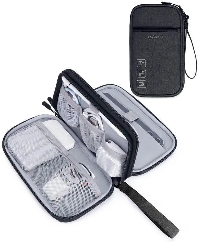 Main image of Cord Organizer Travel Cable Organizer Bag Tech Electronic Organizer Travel Case, Travel Essentials for Charger, Cable, Phone, Flash drive, Double Layer-Black