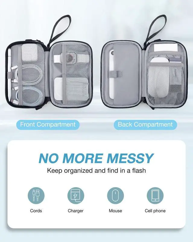 Alt view image 3 of 7 - Cord Organizer Travel Cable Organizer Bag Tech Electronic Organizer Travel Case, Travel Essentials for Charger, Cable, Phone, Flash drive, Double Layer-Black