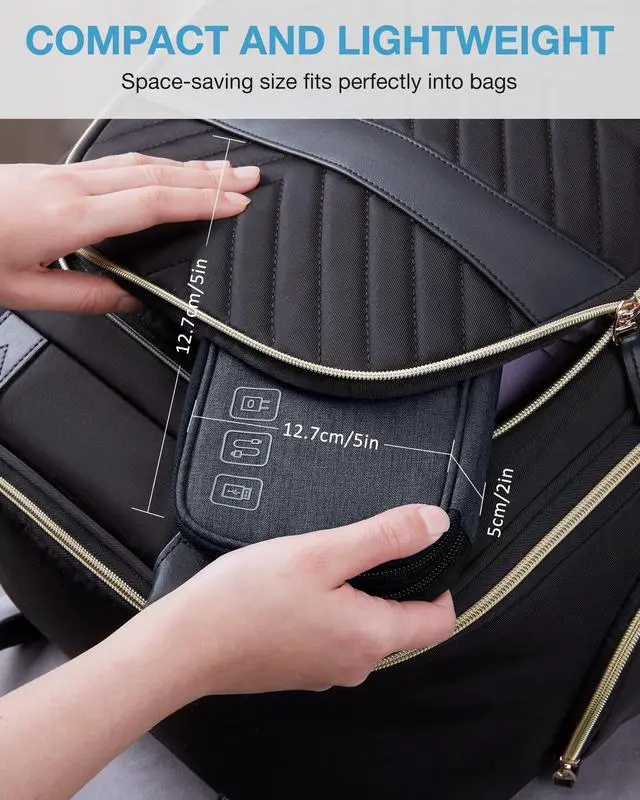 Alt view image 7 of 7 - Cord Organizer Travel Cable Organizer Bag Tech Electronic Organizer Travel Case, Travel Essentials for Charger, Cable, Phone, Flash drive, Double Layer-Black
