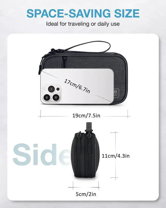Alt view image 6 of 7 - Cord Organizer Travel Cable Organizer Bag Tech Electronic Organizer Travel Case, Travel Essentials for Charger, Cable, Phone, Flash drive, Double Layer-Black