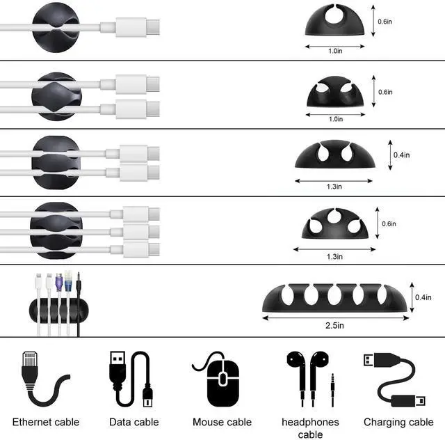 Alt view image 2 of 7 - 137PCS Cable Management Kit 4 Cable Sleeve Split 100 Cable Zip Ties 10 Cable Clips 15 Adhesive Wall Cable Tie 10 Cable Zip Tie for TV Computer Office Home Under Desk
