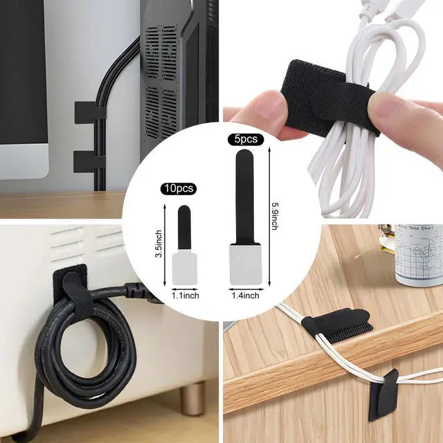 Alt view image 4 of 7 - 137PCS Cable Management Kit 4 Cable Sleeve Split 100 Cable Zip Ties 10 Cable Clips 15 Adhesive Wall Cable Tie 10 Cable Zip Tie for TV Computer Office Home Under Desk