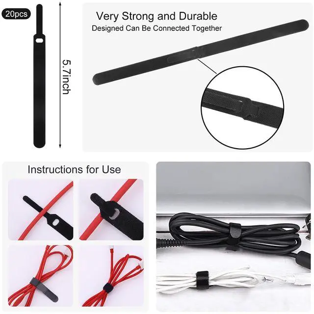 Alt view image 5 of 7 - 137PCS Cable Management Kit 4 Cable Sleeve Split 100 Cable Zip Ties 10 Cable Clips 15 Adhesive Wall Cable Tie 10 Cable Zip Tie for TV Computer Office Home Under Desk