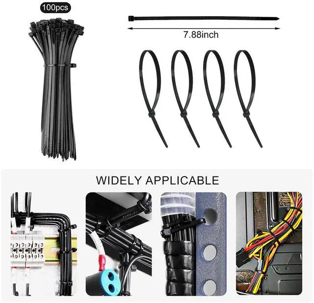 Alt view image 6 of 7 - 137PCS Cable Management Kit 4 Cable Sleeve Split 100 Cable Zip Ties 10 Cable Clips 15 Adhesive Wall Cable Tie 10 Cable Zip Tie for TV Computer Office Home Under Desk