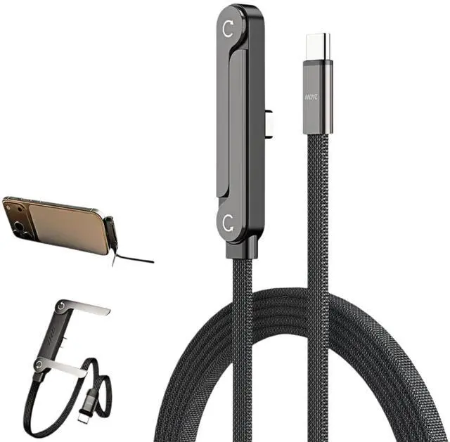 Main image of 2-in-1 Invisible Stand Charger Cable, USB-C to USB-C with Foldable Stand | 4.9FT Braided 240W Super Fast Charging Cable, Compatible with iPhone & Samsung, Ideal for Gaming, Office & Car Travel