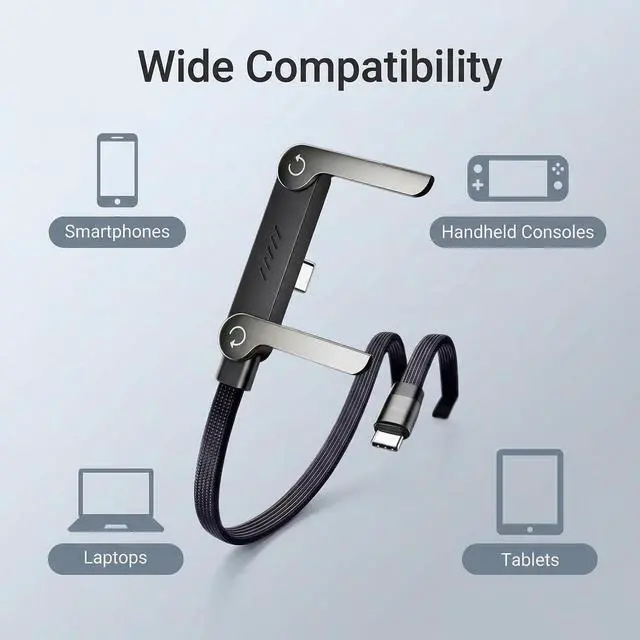 Alt view image 4 of 7 - 2-in-1 Invisible Stand Charger Cable, USB-C to USB-C with Foldable Stand | 4.9FT Braided 240W Super Fast Charging Cable, Compatible with iPhone & Samsung, Ideal for Gaming, Office & Car Travel