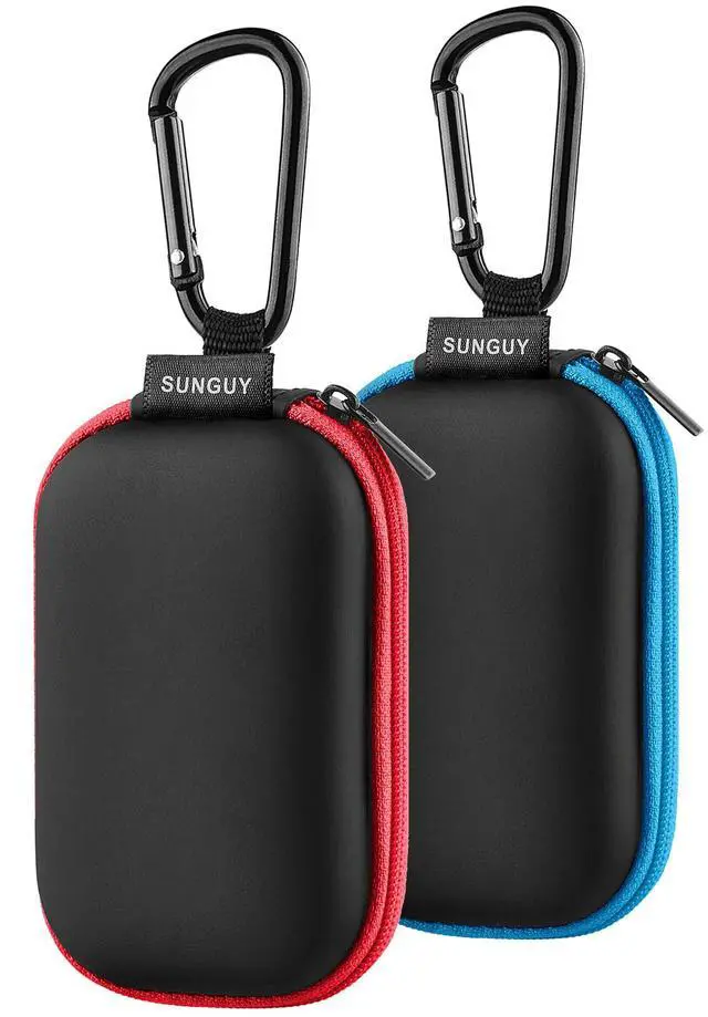 Main image of Earbuds Case 2Pack, Rectangle Earbuds Carrying Case, Portable Earphone Case Phone Accessories Organizer with Carabiner for Earphone, in-Ear Headphones, Earbud, SD Card, USB Charging Cable