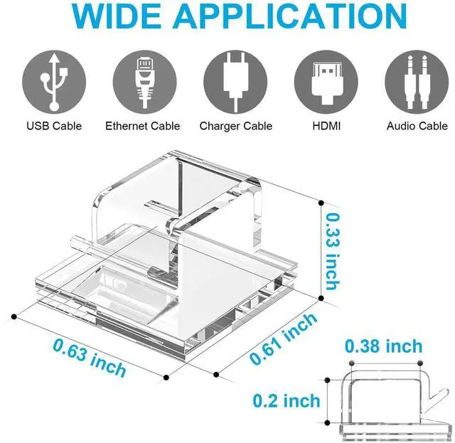 Alt view image 2 of 6 - 100 PCS Cable Clips, Upgraded Adhesive Cord Clips for Wires on Wall, Strong Wire Holders Cord Organizer for Cable Management, Christmas Lights, USB, Phone Charger, Cat 6, Car Dash Cam (Small, Clear)