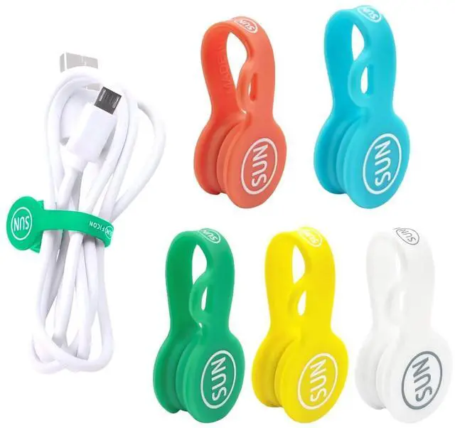 Main image of Cable Cord Organizer Magnetic Cord Organizers Twist Ties Magnet Clips Cord Wrap Keepers For Charging Cord Headphone Cord Holder Silicone Cable Strap Appliance Fridge Bookmark Whiteboard Keychain 5PACK