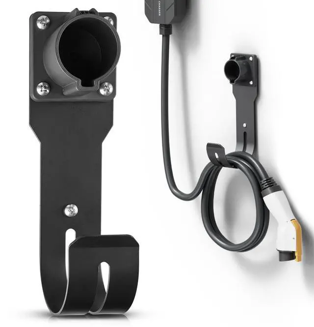 Main image of EV Charger Holder SAE J1772 Nozzle Holster Dock and J-Hook Combination Wall Mount, EVSE Electric Vehicle Car Charger Cable Organizer EV Charger Cord Wall Hook Cable Holder J1772 Connector