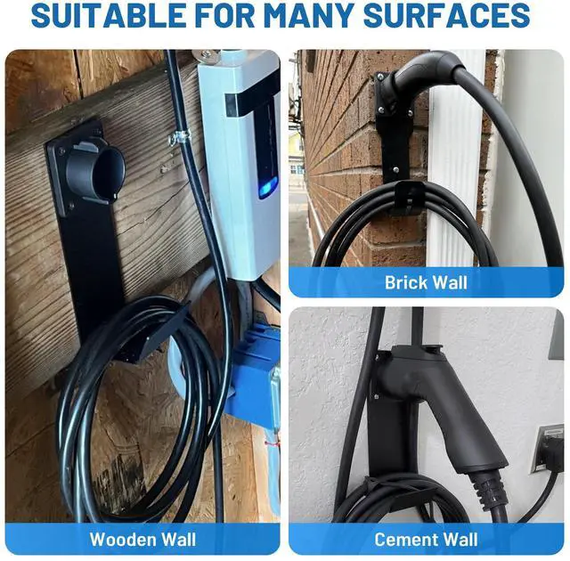 Alt view image 6 of 7 - EV Charger Holder SAE J1772 Nozzle Holster Dock and J-Hook Combination Wall Mount, EVSE Electric Vehicle Car Charger Cable Organizer EV Charger Cord Wall Hook Cable Holder J1772 Connector