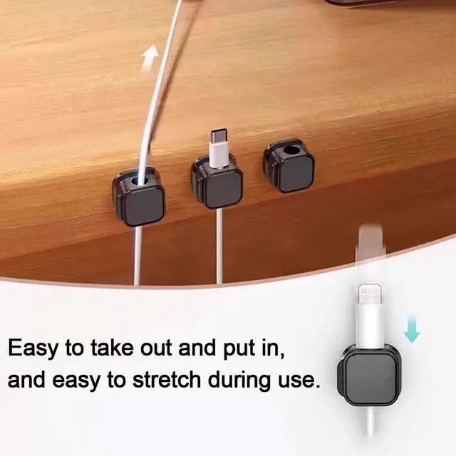 Alt view image 3 of 7 - 6 Pack Cord Organizer Holder, Office Desk Accessories Desk Cable Management Magnetic Easy Open,Organize Phone Charging Cords Wire Holder Organizer Neatly for Office Car Desk Nightstand(Black)
