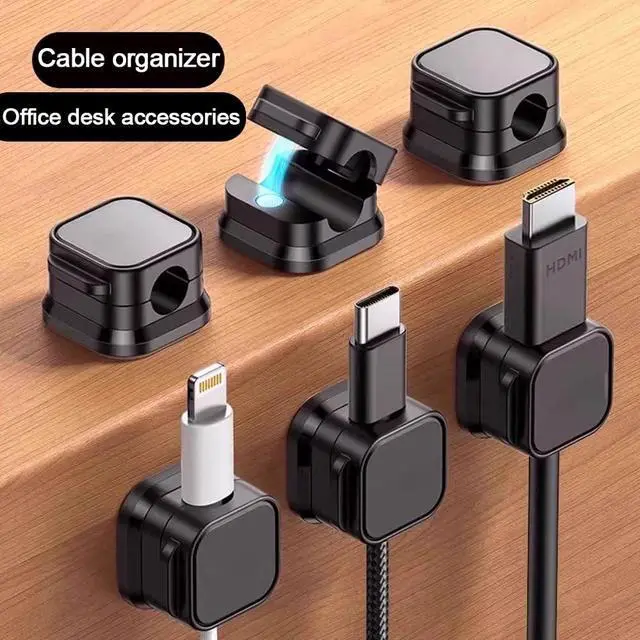 Alt view image 2 of 7 - 6 Pack Cord Organizer Holder, Office Desk Accessories Desk Cable Management Magnetic Easy Open,Organize Phone Charging Cords Wire Holder Organizer Neatly for Office Car Desk Nightstand(Black)