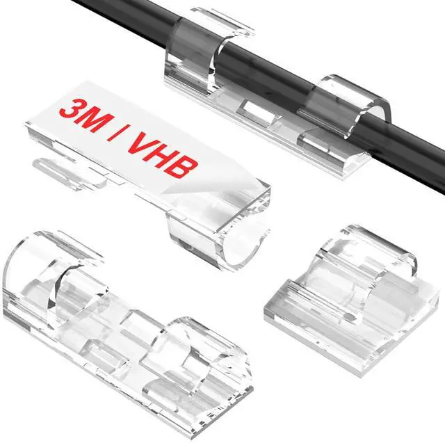 Main image of Adhesive Cable Clips Clear (40PCS, M), Upgraded Wire Holders for Wall, Strong Cord Organizer Under Desk, Car, PC, Christmas Light Indoor/Outdoor