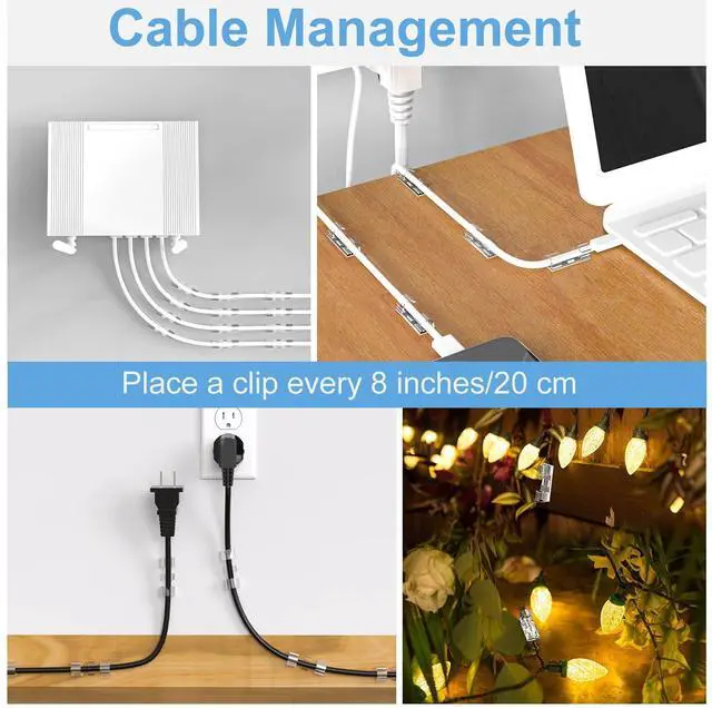 Alt view image 6 of 6 - Adhesive Cable Clips Clear (40PCS, M), Upgraded Wire Holders for Wall, Strong Cord Organizer Under Desk, Car, PC, Christmas Light Indoor/Outdoor